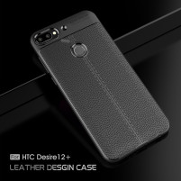 Луксозен силиконов гръб ТПУ кожа дизайн за HTC Desire 12 Plus черен